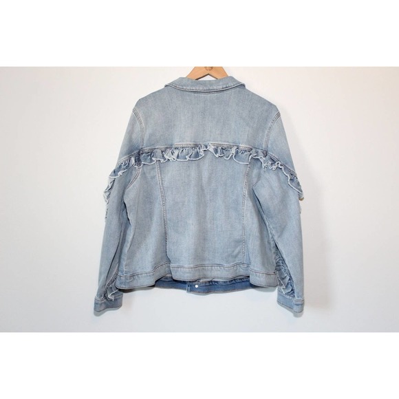 Lane Bryant Ruffled Denim Jean Jacket Blue Light Wash Womens Plus Size 24 H14229 - Picture 7 of 8